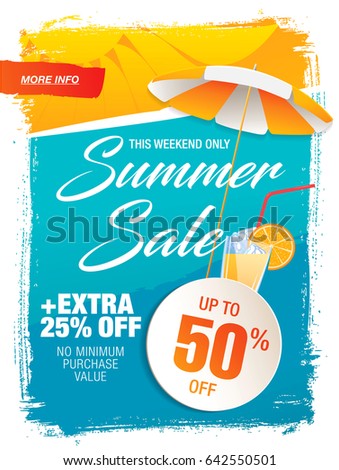 Summer sale template banner in bright colors, vector illustration Summer sale template banner in bright colors, vector illustration