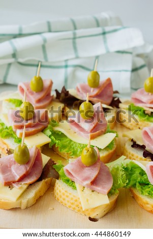 Mediterranean Cold Buffet Canape Ham Olive Stock Photo 75644563 