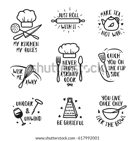 stock vector hand drawn kitchen posters set quotes and funny sayings about cooking food wall decor art prints 617992001