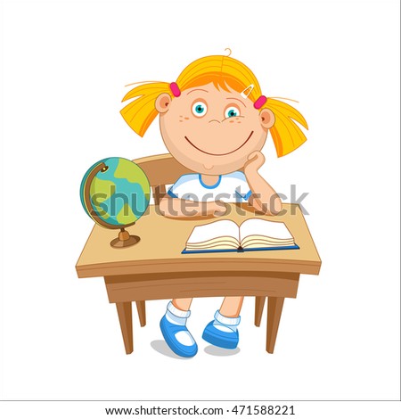 Vector Illustration Cute Boy Doing Homework Stock Vector 117237688 