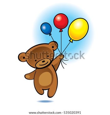 teddy bear flying with balloons