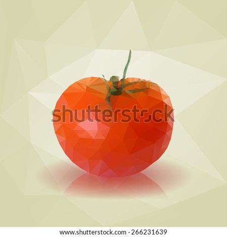 Low Poly Tomato Vector Illustration - stock vector
