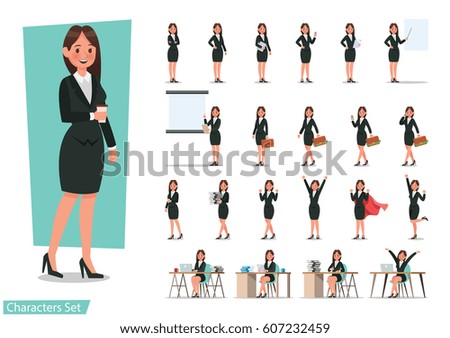 Set of Business woman character design. Set of Business woman character design.