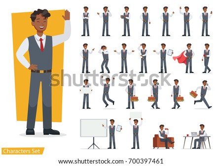 Businessman working character design set. Vector design. Businessman working character design set. Vector design.