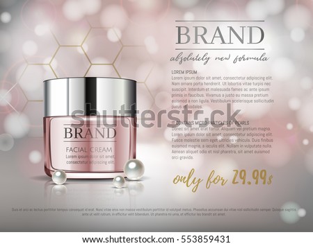 Premium VIP cosmetic ads, hydrating luxury facial cream for sale. Elegant soft pink color cream mask bottle isolated on glitter sparkles with pearls, gloss effect. 3D realistic vector illustration. Premium VIP cosmetic ads, hydrating luxury facial cream for sale. Elegant soft pink color cream mask bottle isolated on glitter sparkles with pearls, gloss effect. 3D realistic vector illustration.