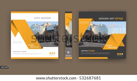 Abstract blurb theme. Black, white brochure cover design. Info banner frame. Ad flyer text font. Hi tech title sheet model set. Modern vector front page. City view texture. Yellow triangles icon fiber Abstract blurb theme. Black, white brochure cover design. Info banner frame. Ad flyer text font. Hi tech title sheet model set. Modern vector front page. City view texture. Yellow triangles icon fiber