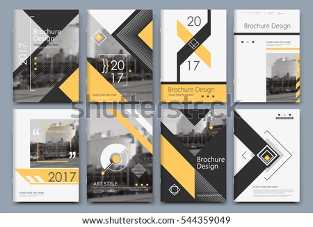 Abstract binder art. White a4 brochure cover design. Info banner frame. Elegant ad flyer text font. Title sheet model set. Fancy vector front page. City view blurb. Yellow lines, box block figure icon Abstract binder art. White a4 brochure cover design. Info banner frame. Elegant ad flyer text font. Title sheet model set. Fancy vector front page. City view blurb. Yellow lines, box block figure icon