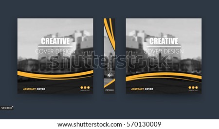 Abstract template. Techno brochure cover design. Info banner frame. Title sheet model set. Modern vector front page art. Urban city street texture. Yellow line figure icon. Hy tech ad flyer text font Abstract template. Techno brochure cover design. Info banner frame. Title sheet model set. Modern vector front page art. Urban city street texture. Yellow line figure icon. Hy tech ad flyer text font