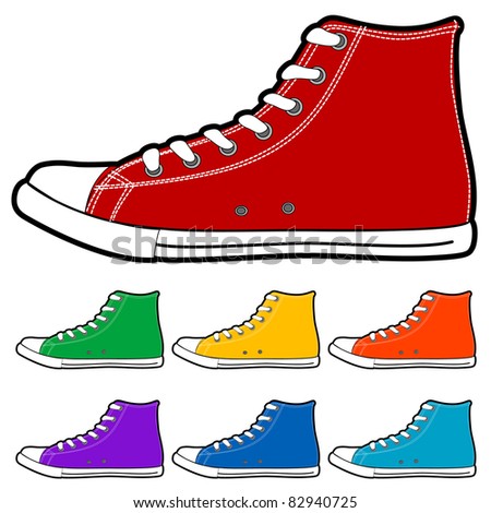 Set 9 Colorful Cartoon Style Shoes Stock Vector 98484668 - Shutterstock