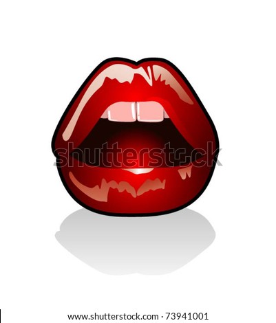 Female Sexy Gloss Red Lips Opened Stock Vector Shutterstock