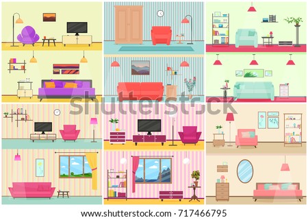 Set Vector Icons Living Room Stock Vector 107446778 - Shutterstock