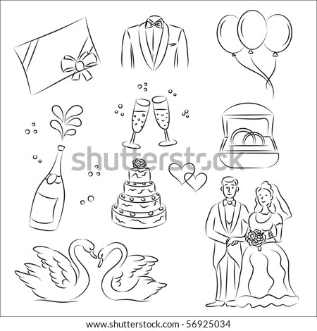 Wedding Sketch Set Stock Vector 56925034 - Shutterstock