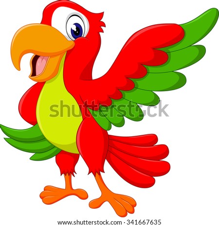 Red Parrot Sitting On Branch Stock Vector 82853014 - Shutterstock