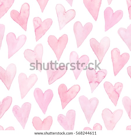 Watercolor hearts seamless background. Pink watercolor heart pattern. Colorful watercolor romantic texture. Watercolor hearts seamless background. Pink watercolor heart pattern. Colorful watercolor romantic texture.