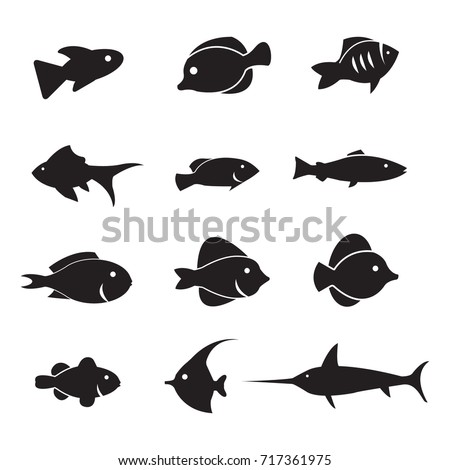 Vector Fish Silhouettes Stock Vector 131294447 - Shutterstock