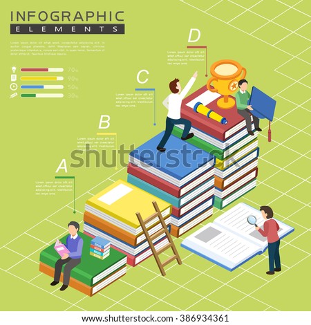 education infographic template design with book stairs element - stock vector education infographic template design with book stairs element - stock vector