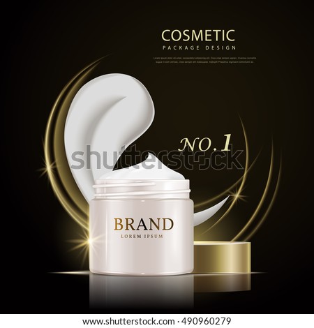 Cream canister poster design, 3D illustration realistic cosmetic canister package design isolated on black background Cream canister poster design, 3D illustration realistic cosmetic canister package design isolated on black background