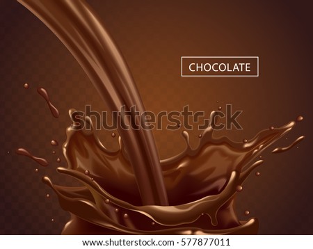 Splashing chocolate liquid, tasty sweet chocolate isolated on transparent background as elements in 3d illustration Splashing chocolate liquid, tasty sweet chocolate isolated on transparent background as elements in 3d illustration