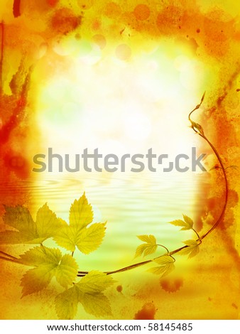 Vintage Frame With Grape Twig Vintage Frame With Grape Twig In Fall Colors Stock Photo