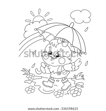 Coloring Page Outline Cartoon Joyful Girl Stock Vector 332628344