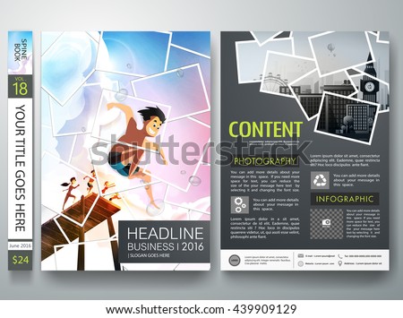 Brochure design template vector.Photography flyers business magazine poster template.Cover book portfolio photography presentation.Picture collage on poster design.Summer design on a4 brochure layout. - stock vector Brochure design template vector.Photography flyers business magazine poster template.Cover book portfolio photography presentation.Picture collage on poster design.Summer design on a4 brochure layout. - stock vector