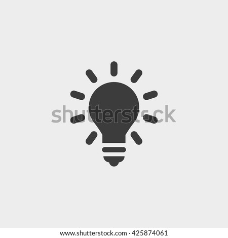 Lightbulb icon in a flat design in black color. Vector illustration eps10 - stock vector Lightbulb icon in a flat design in black color. Vector illustration eps10 - stock vector