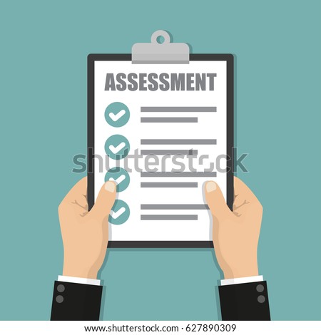 Businessman hands holding clipboard checklist with assessment Businessman hands holding clipboard checklist with assessment