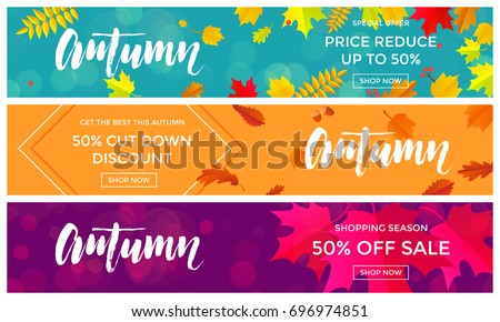 Autumn sale text banners for September shopping promo or 50% autumnal shop discount. Vector maple and oak acorn leaf foliage, mushroom and berry for discount design of leaflet or web banner. Autumn sale text banners for September shopping promo or 50% autumnal shop discount. Vector maple and oak acorn leaf foliage, mushroom and berry for discount design of leaflet or web banner.