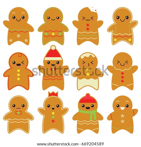 Gingerbread Man Clipart Set Gingerbread Man Stock Vector 165100436