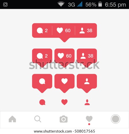 Vector illustration. Icon like, Icon follower and Icon comment. Vector illustration. Icon like, Icon follower and Icon comment.