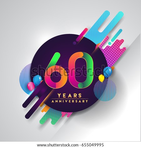 60th years Anniversary logo with colorful abstract background, vector design template elements for invitation card and poster your sixty birthday celebration. 60th years Anniversary logo with colorful abstract background, vector design template elements for invitation card and poster your sixty birthday celebration.