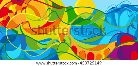 Rio. 2016 abstract colorful background. Rio de Janeiro 2016 Brazil wallpaper. Summer Athletic Sport Brazil colorful pattern. Vector illustration for Art, Print, web design, advertising. - stock vector Rio. 2016 abstract colorful background. Rio de Janeiro 2016 Brazil wallpaper. Summer Athletic Sport Brazil colorful pattern. Vector illustration for Art, Print, web design, advertising. - stock vector