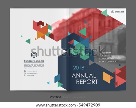Cover design annual report,vector template brochures, flyers, presentations, leaflet, magazine a4 size. Dark blue, blue, red and green polygons on a white background Cover design annual report,vector template brochures, flyers, presentations, leaflet, magazine a4 size. Dark blue, blue, red and green polygons on a white background