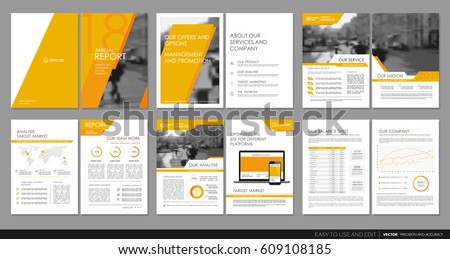 Design annual report,vector template brochures, flyers, presentations, leaflet, magazine a4 size. Orange geometric elements on a white background. - stock vector Design annual report,vector template brochures, flyers, presentations, leaflet, magazine a4 size. Orange geometric elements on a white background. - stock vector