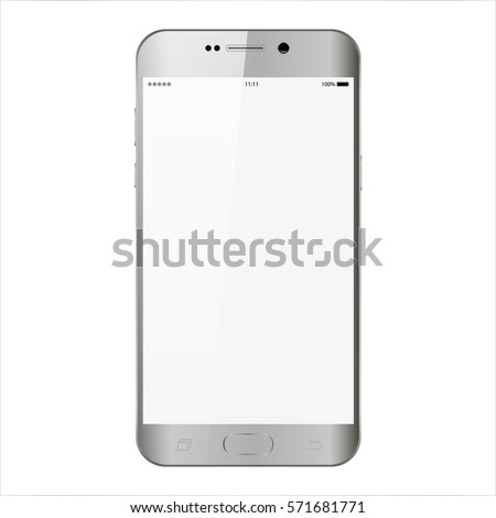 Smartphone in samsung phone style gray color with blank touch screen isolated on white background vector illustration Smartphone in samsung phone style gray color with blank touch screen isolated on white background vector illustration