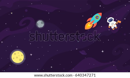 Space flat vector background with astronaut, rocket, spaceship, moon, planets and stars. Space for your text. Space flat vector background with astronaut, rocket, spaceship, moon, planets and stars. Space for your text.