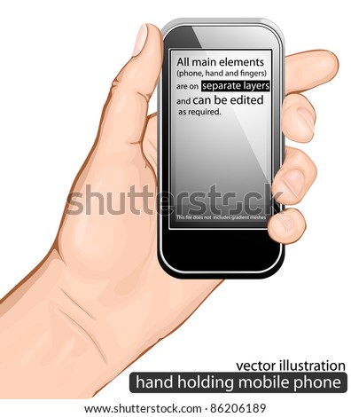 Hand Holding Cell Phone Stock Vectors & Vector Clip Art | Shutterstock