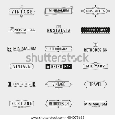 Vector minimal vintage logo templates. Logo travel, emblem company logo bar, brand logo photo studio illustration - stock vector Vector minimal vintage logo templates. Logo travel, emblem company logo bar, brand logo photo studio illustration - stock vector
