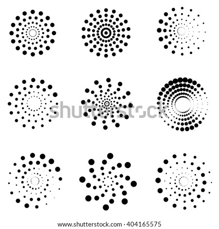 Abstract dotted spirals vector set. Dotted whirlpool spiral, dot spiral twirl, creativity spiral whirl motion illustration - stock vector Abstract dotted spirals vector set. Dotted whirlpool spiral, dot spiral twirl, creativity spiral whirl motion illustration - stock vector