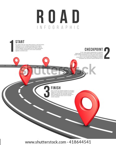 Road infographic vector template. Road information chart, creative traffic road infigraphic banner illustration - stock vector Road infographic vector template. Road information chart, creative traffic road infigraphic banner illustration - stock vector