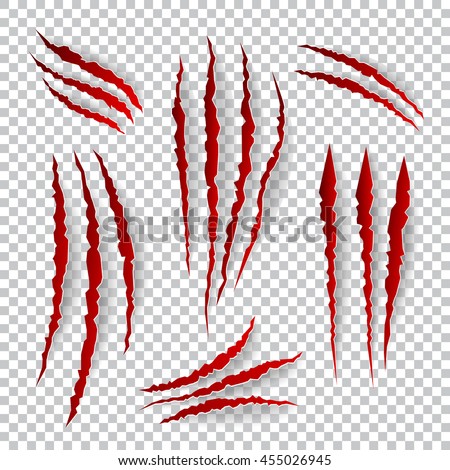 Realistic claw scratches. Vector set on plaid background. Scratch claw animal and illustration shred from claw - stock vector Realistic claw scratches. Vector set on plaid background. Scratch claw animal and illustration shred from claw - stock vector