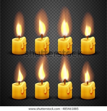 Vector candle with fire animation on transparent background. Flame animated effect illustration Vector candle with fire animation on transparent background. Flame animated effect illustration