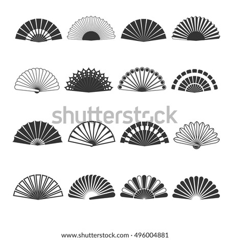 Hand fan vector icons. Oriental souvenir elegance, folding eastern accessory illustration Hand fan vector icons. Oriental souvenir elegance, folding eastern accessory illustration