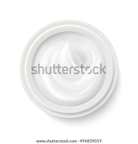 White cream in package container top view vector illustration. Cosmetic product for care to skin face White cream in package container top view vector illustration. Cosmetic product for care to skin face