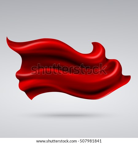 Flying red silk textile, fabric flag, satin ribbon vector illustration. Material decoration textile wave Flying red silk textile, fabric flag, satin ribbon vector illustration. Material decoration textile wave