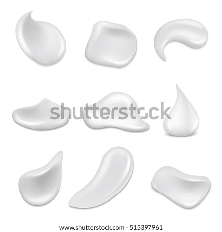 Realistic white skin cosmetic cream vector set. White cream for skincare, fresh cream product illustration Realistic white skin cosmetic cream vector set. White cream for skincare, fresh cream product illustration