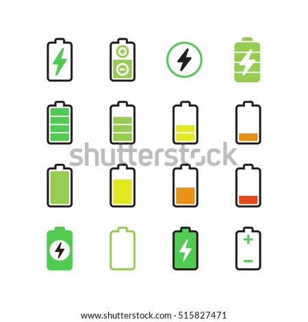 Cell phone, smartphone electric charge, battery energy vector icons Cell phone, smartphone electric charge, battery energy vector icons