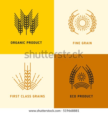 Harvesting vector logos with wheat grains Harvesting vector logos with wheat grains