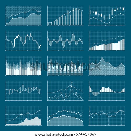 Business data financial charts. Stock analysis graphics. Growing and falling market graphs vector set. Collection of visualization finance chart and diagram information illustration Business data financial charts. Stock analysis graphics. Growing and falling market graphs vector set. Collection of visualization finance chart and diagram information illustration