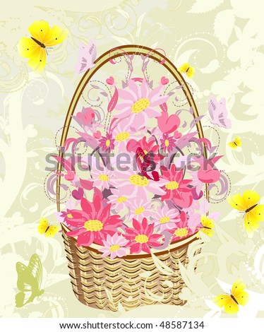 Flowers Basket Stock Vector 48587134 - Shutterstock